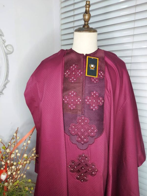 Wine Agbada with Cross Design